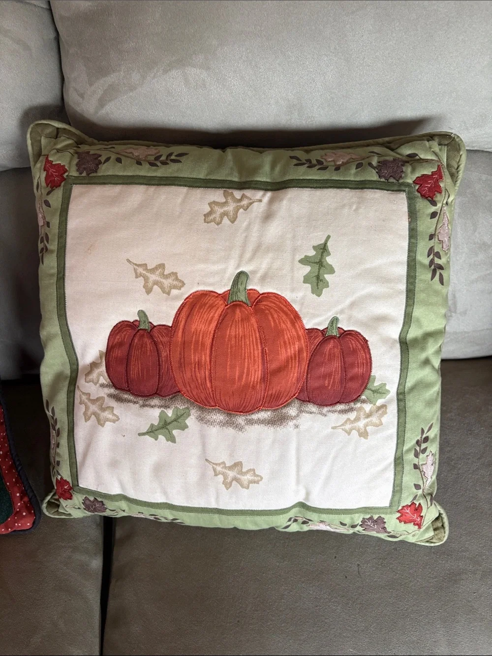 Fall Halloween Patchwork & Fall Pumpkin 2 Lot Accent Pillowsl 16x16